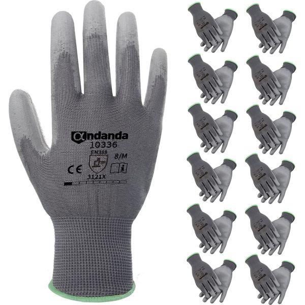 ANDANDA 12 Pair Safety Work Gloves, Seamless Knit Glove with Polyurethane(PU) Coated on Palm & Fingers, Ideal for General Duty Work like Warehousing/Logistics/Assembly, XXL 0