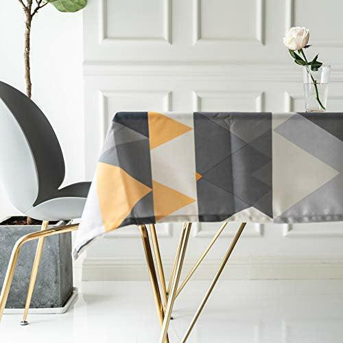 Table Cloth Geometric Shapes Triangle Modern Pattern Rectangular Square Folding Table Cover Waterproof Polyester Cotton Curtain for Kitchen Home Decor (55 * 98in/140 * 250cm) 4