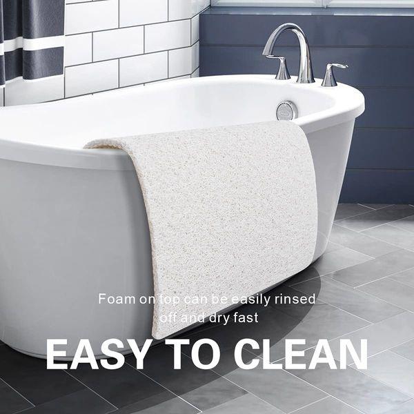Carvapet Non Slip Shower Mats with Drain Loofah Bath Mats Comfort Textured Bathroom Bathtub Shower Tub Rug(White,60x80cm) 4