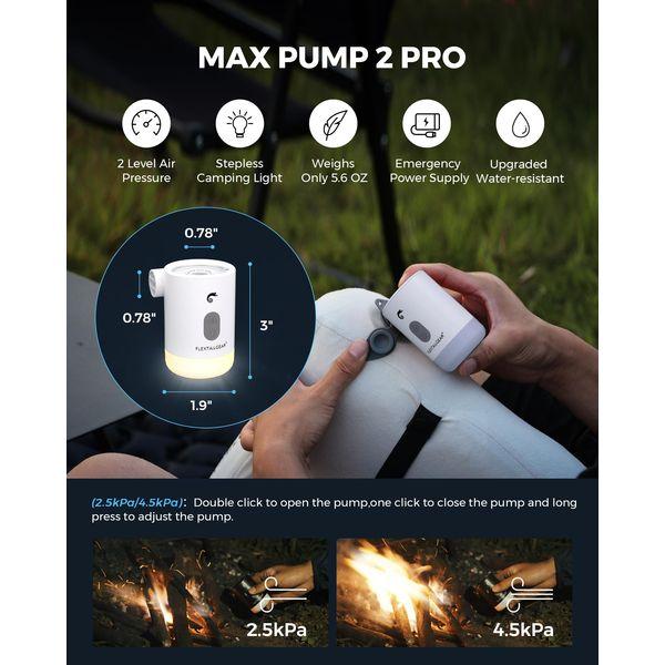 Electric Air Pump Max Pump 2 Pro Portable 4.5 kPa with Rechargeable 3600 mAh Battery,Inflator Deflator with Adjustable Camping Lantern for Pool Floats Air Bed Air Mattress Swimming Ring 2