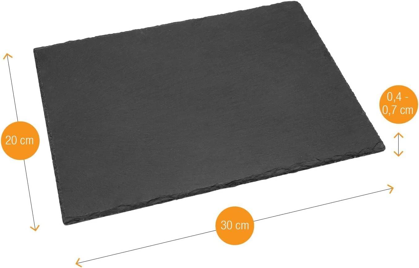 Amazy Slate Plates (Set of 6) + Chalk for Labelling natural slate placemats with soft padded feet for your upcoming dinner party (40 x 30 cm) 2