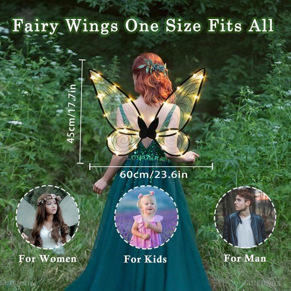 Fairy Wings for Girls Adults Light Up Butterfly Wings Sparkly LED Fairy Wings for Kids Women Halloween Cosplay Birthday (Electric-Pink, 24INCH) 3