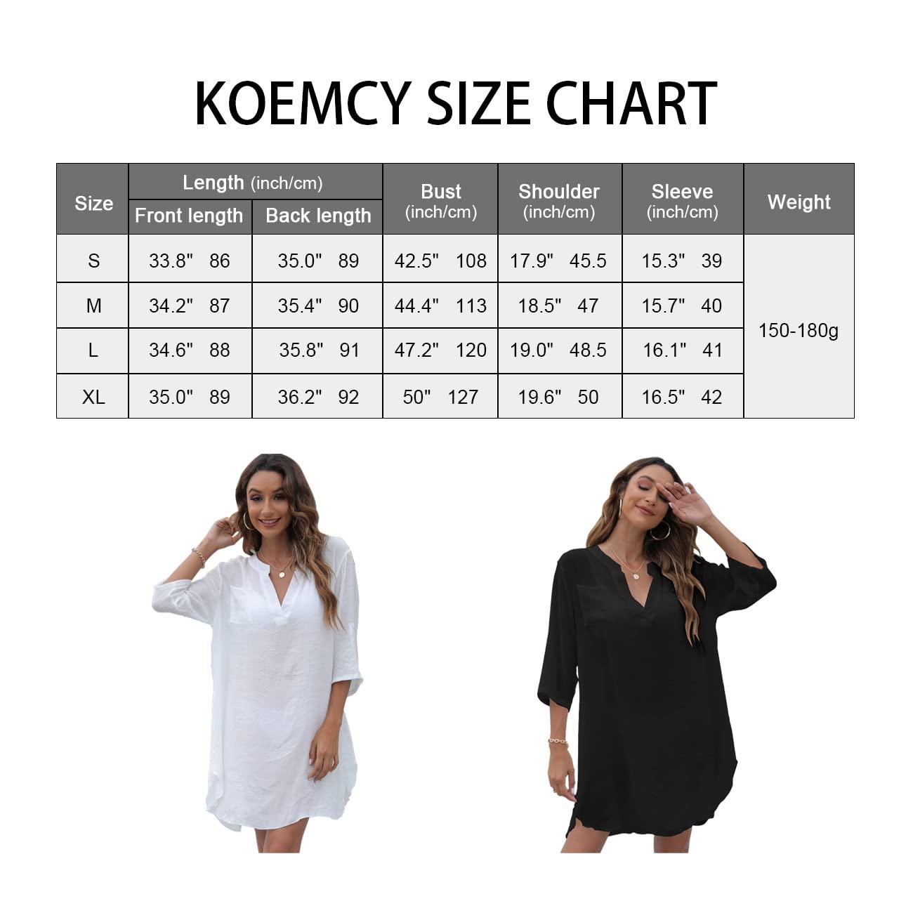 KOEMCY Women Beach Cover Ups Sexy V Neck Beach Shirt Beach Dress Beach Sarongs Bikini Swimwear Coverup (White,M) 1