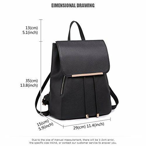 Miss Lulu Ladies Fashion PU Leather Backpack Rucksack Shoulder Bag (Black) 4