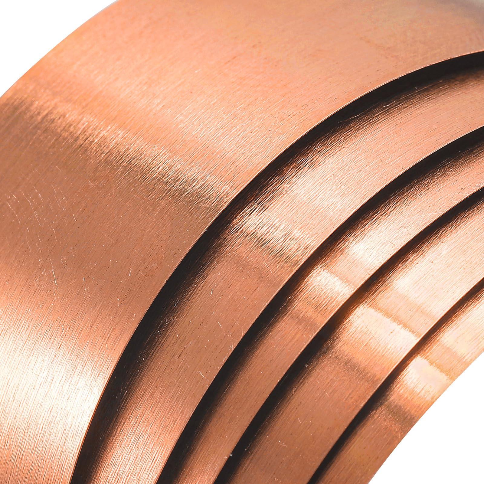 sourcing map Copper Thin Foil Roll Sheet, 0.2x60x1000mm Pure Copper Foil Sheet Roll Copper Strip for Crafts, Electrical Repairs, Grounding 3