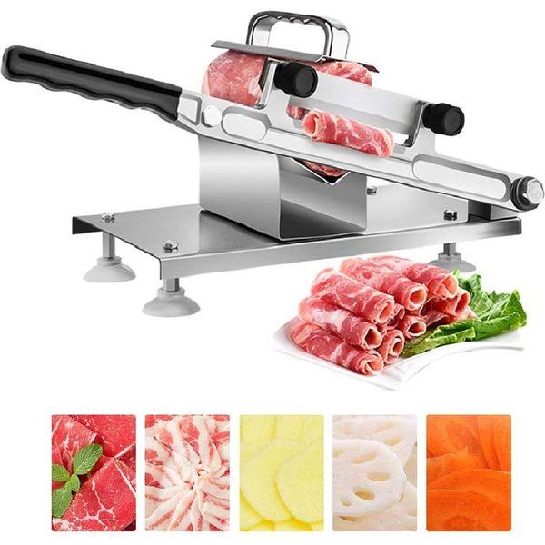 uyoyous Manual Frozen Meat Slicer Stainless Steel Meat Cutter with 170mm Blade for Home Use Beef Mutton Roll Cheese Bacon Nougat Deli Hotpot 0