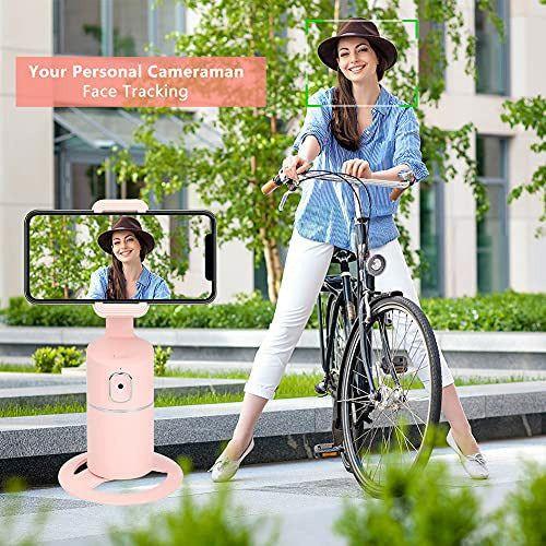 Auto Tracking Phone Holder, Wireless Face Tracking Tripod, 360Â° AI Intelligent Smartphone Mount Gimbal Holder Selfie Stick for TikTok Content Creation Vlog Livestreaming Video Calls, APP Free (PINK) 4