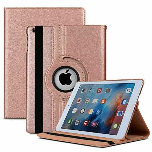 MH TECH For iPad 10.2 Case 8th/7th Generation (2020/2019) 360 Leather Wallet Rotating Durable Protective Cover (Rose Gold) 0