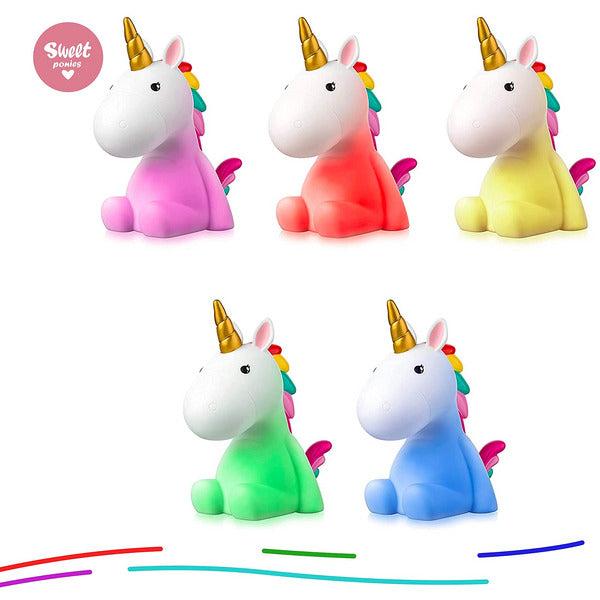 Sweet Ponies Unicorn LED Night Light - Color Changing Bedroom Lamp in Gift Package - Rechargeable 2