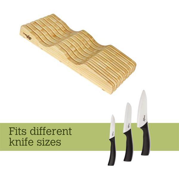 Shenzhen Knives X-Large in-Drawer Knife Block: 11 Slot Empty Wooden Knife Holder for Kitchen Drawers 4
