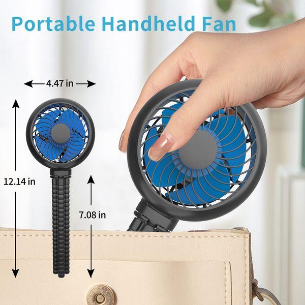 HandFun [2023 Upgraded] 5000mAh Stroller Fan, 5-26 Hours Long Last Stroller Fan Flexible Tripod Clip on for Baby, 360°Rotation Portable Rechargeable Fan for Car Seat Crib Bike Treadmill Peloton 3