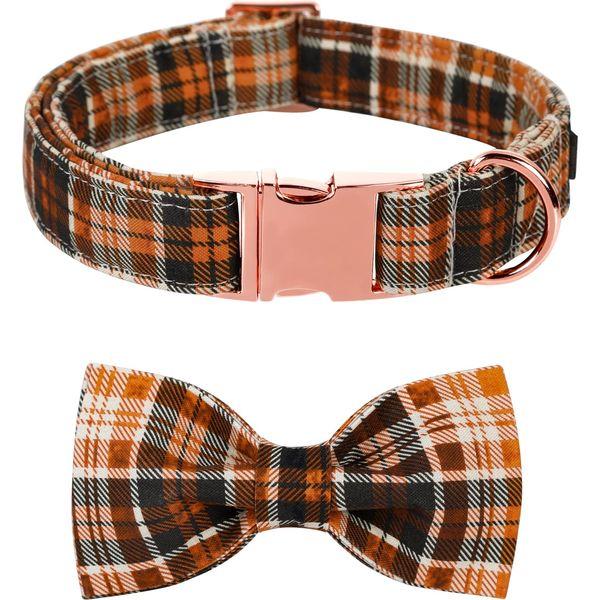 Lionet Paws Dog Collar with Bow Tie - Soft Comfortable Adjustable Collars with Metal Buckle for X-Large Dogs Girl, Neck 40-66cm 0