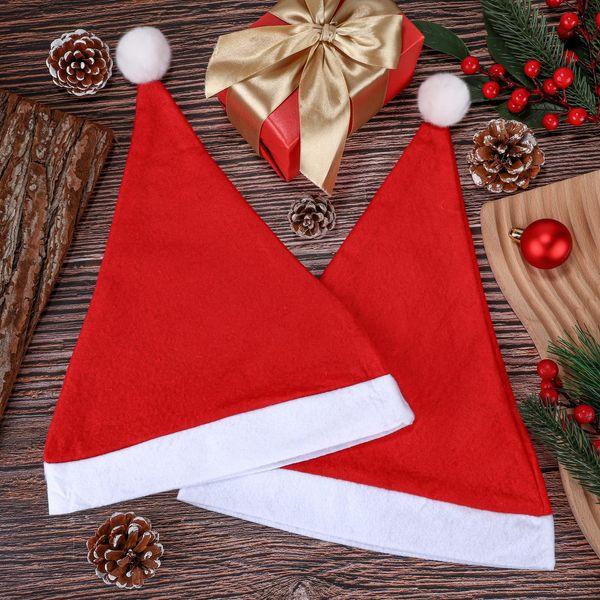 Shojoy 60 Pieces Christmas Santa Hats Bulk for Children 10.2x15 Inch Red Christmas Santa Hats Non-Woven Fabric Santa Hat 4