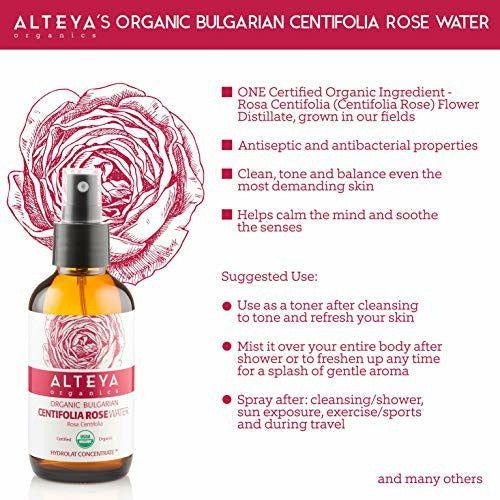Alteya Organic Centifolia Rose Water Spray 120ml Glass bottle- 100% USDA Certified Organic Authentic Pure Rosa Centifolia Flower Water Steam-Distilled and Sold Directly by the Grower Alteya Organics 4