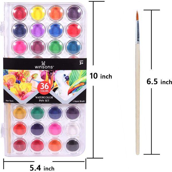WINSONS 36 Colors Watercolor Paint Set, Non Toxic, Washable and Portable Fundamental Solid Watercolor Pan Set Design for Kids Beginners Student and Artists 4