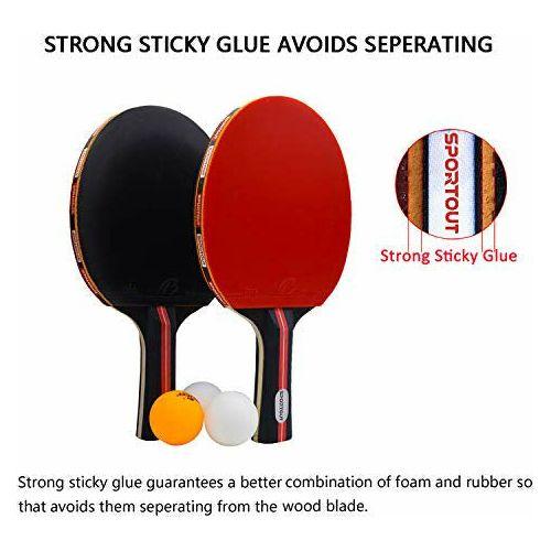 EasyroomTable Tennis Racket Bat Set, Pingpong Paddle with 2 Bats and 3 Balls 3