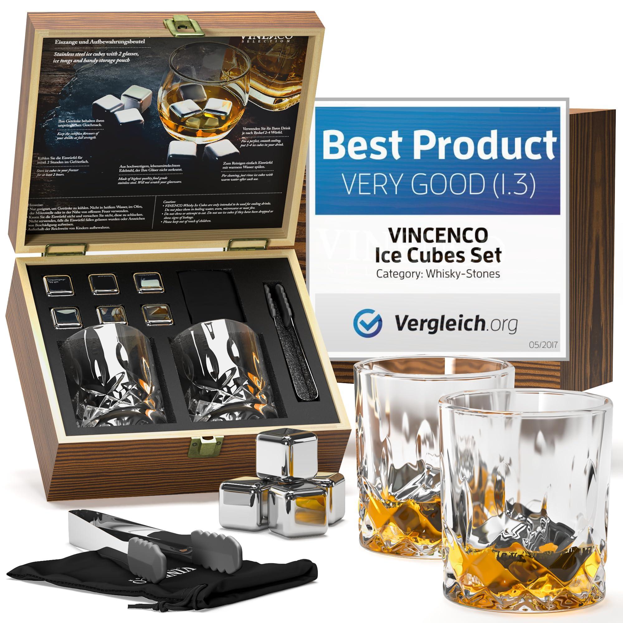 Whiskey Stones Set - Reusable Stainless Steel & Basalt Ice Cubes + Tongs | Premium Cooling Rocks Gift Kit: Chilling Cocktails & Drinks, Cognac Scotch Bourbon Whisky | Birthday Idea Bar Party Men Women