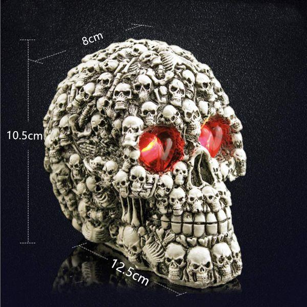 Xshelley Halloween LEDgreyresin Skull Light Bar Table Decorations Cool Birthday Surprise Decorative Night Light Skull Ornament with LED Light Up Eyes Desk Lamp for Gothic Party Decoration 4