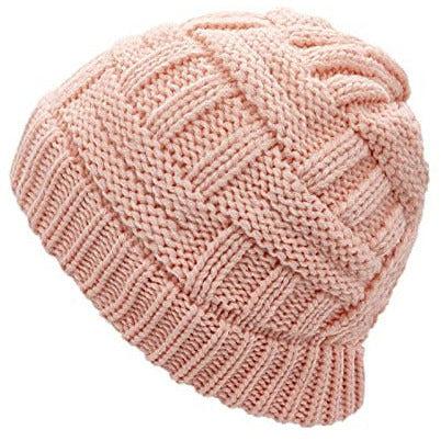 Ponytail Beanie Hat Winter Warm Knitted Beanies Outdoor Skullies Hats Baseball Caps Messy Bun Hat Headwear for Women Pink 0