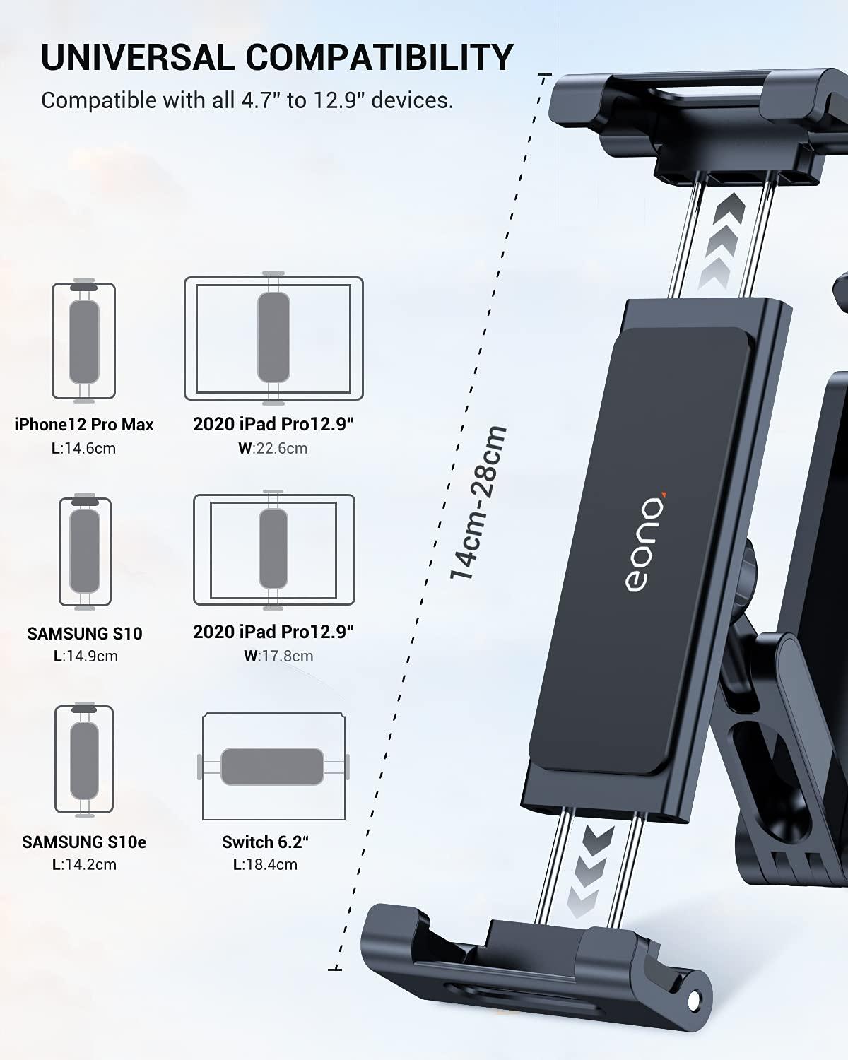 Eono Car Tablet Holder, Universal Stretchable Seat Headrest Mount with 360° Rotation, for 4.4-13 inch iPad Pro, Galaxy Tabs, HUAWEI MediaPad, Switch 2