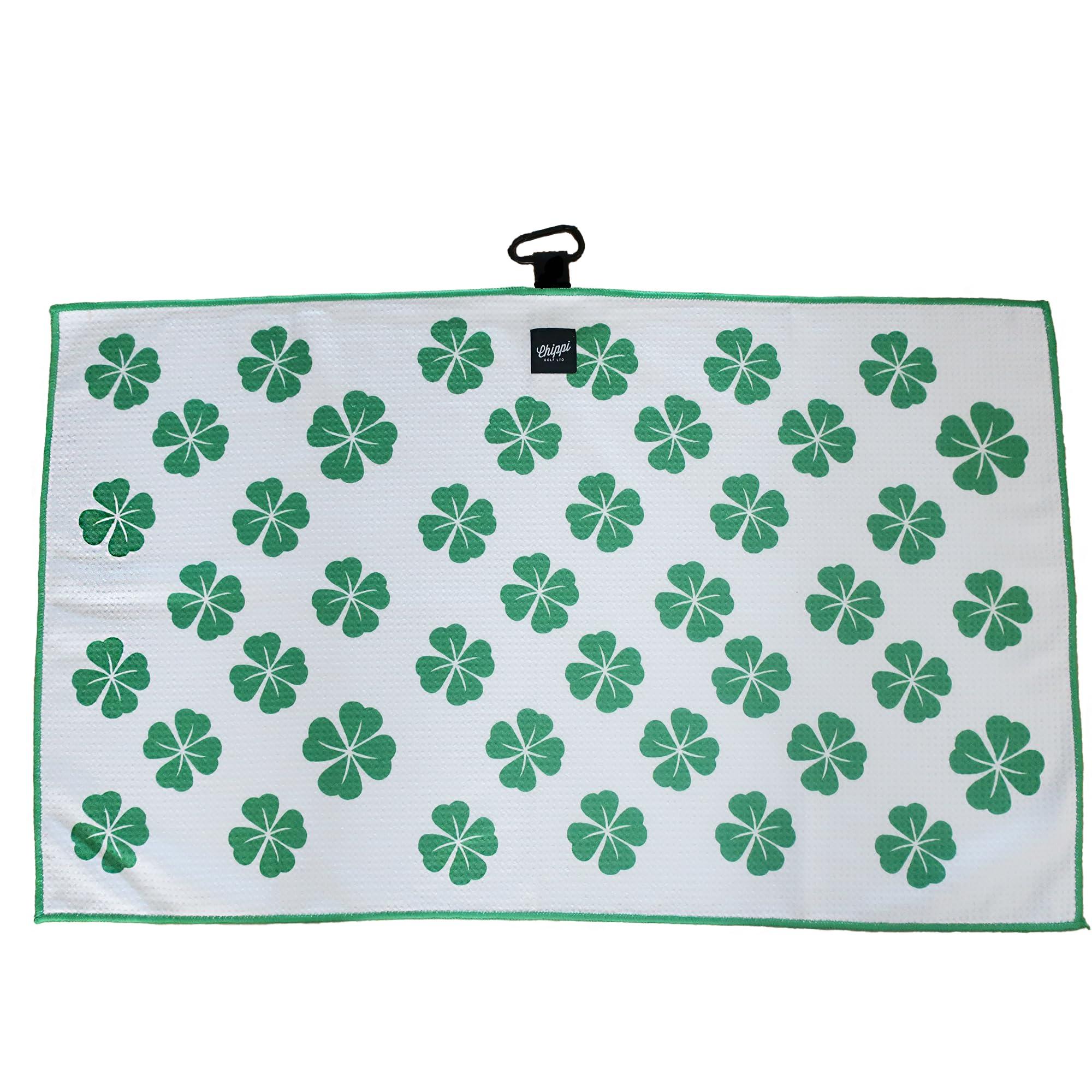Chippi Golf Golf Towel (Luck of the Irish Green), Microfiber Fabric Waffle Pattern Golf Towel, Heavy Duty Clip
