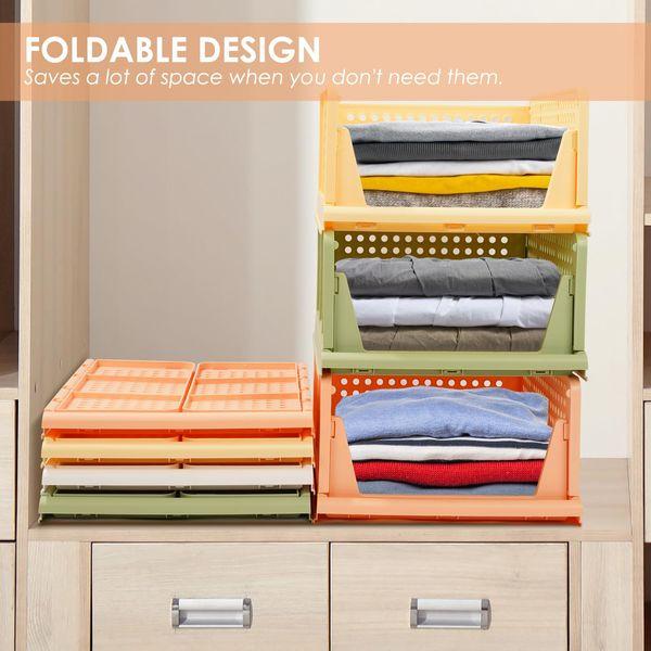 Tuevob Collapsible Drawer Organizer 4 Pack Storage Baskets Crate Plastic Wardrobe Storage Box Stackable Cloth Closet Shelf Container Bin Cube Bedroom Laundry Drawer Divider Snack Organization-Colorful 2