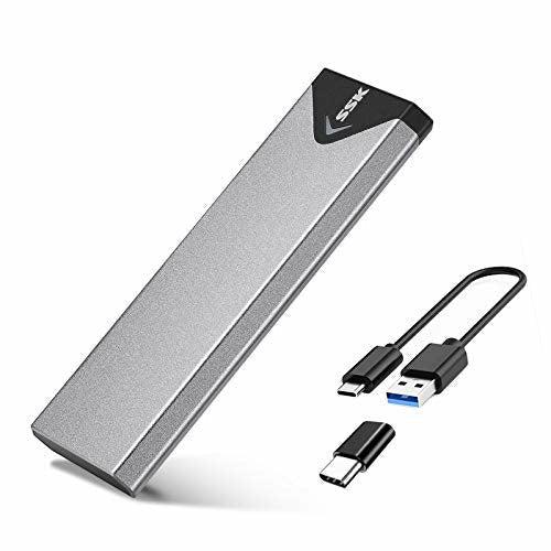 SSK Aluminum USB 3.1 to M.2 NGFF SSD Enclosure Adapter, External SATA Based M.2 Solid State Hard Drive Enclosure (SATA Based) 0