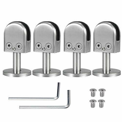 Proster Glass Clamp 4PCS 10mm Glass 40mm Rod Stainless Steel 304 Glass Clip Clamp Glass Bracket Adjustable Glass Clip for Staircase Handrail Balustrade Fence 0
