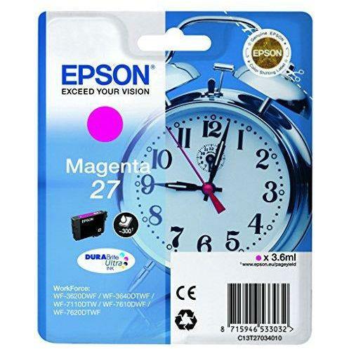 Epson C13T270340102 Alarm Clock No.27 Series Ink Cartridge, Magenta, Genuine 0