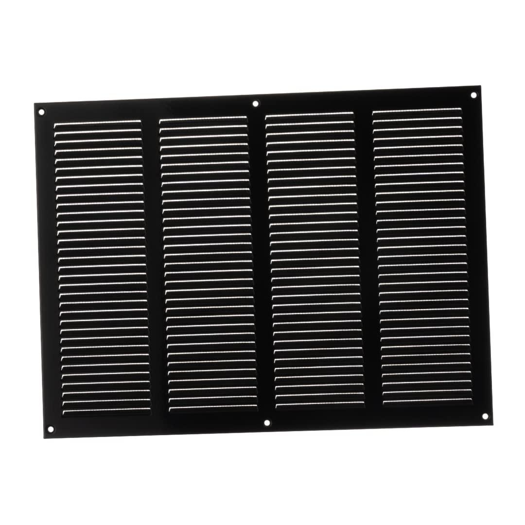 Metal Air Vent Grille Cover with Insect Mesh - Ventilation Cover (400x300mm / 15x11'', Black)