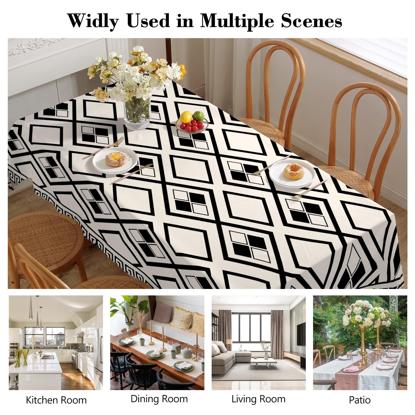 Rectangular Tablecloth Boho Wipeable Tablecloths Polyester Wipe Clean Table Cloth Water Resistance Table Cover for Home Dining Kitchen Party 2