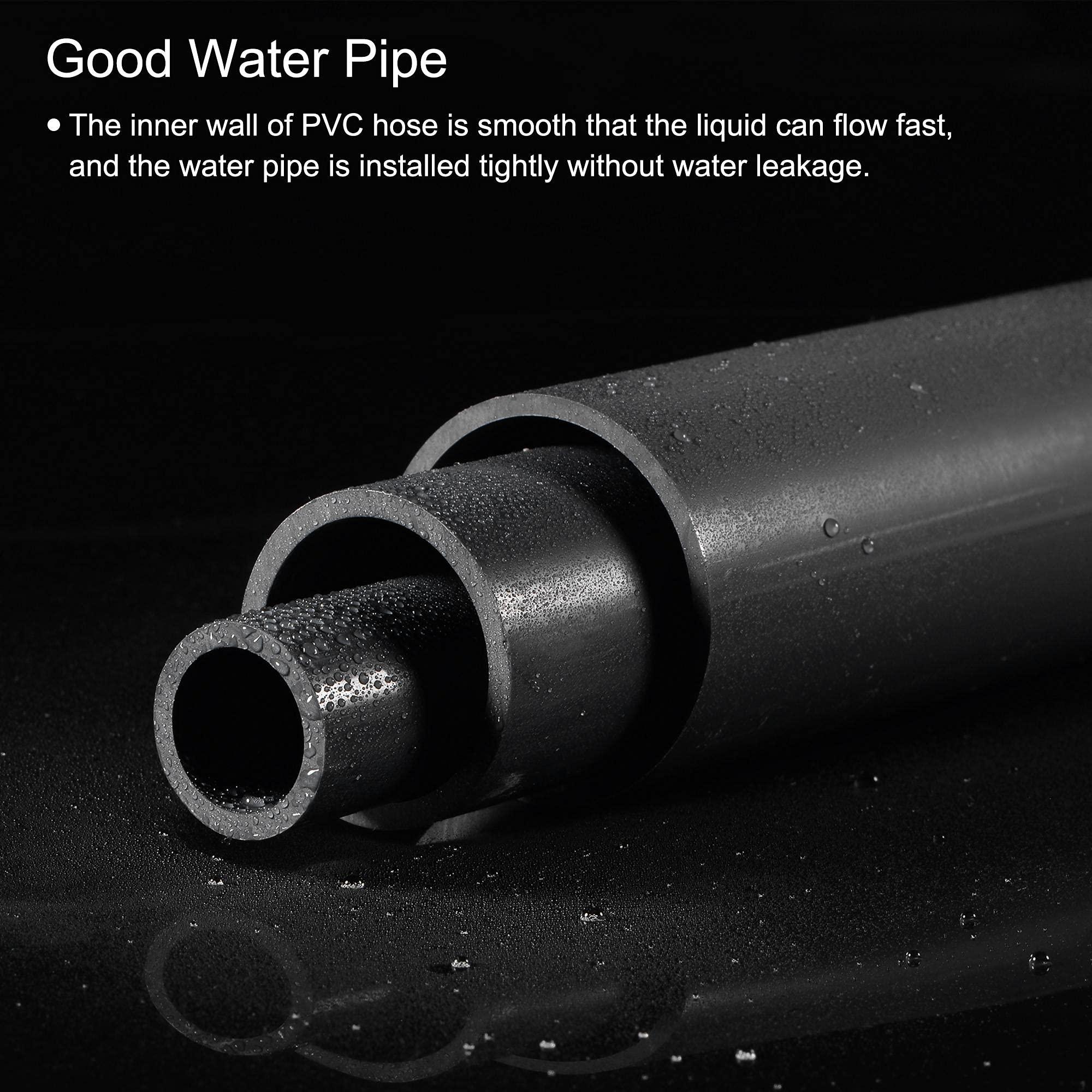 sourcing map PVC Rigid Round Pipe 36mm ID 40mm OD 500mm Black High Impact for Water Pipe, Crafts, Decoration, Cable Sleeve 3pcs 4