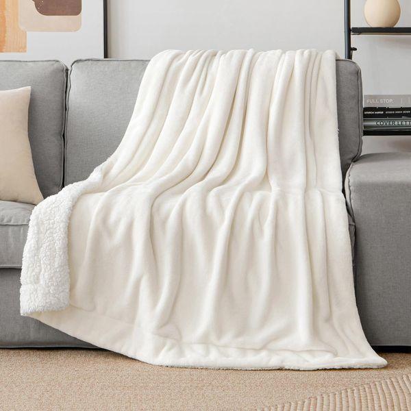 MIULEE Sherpa Fleece Throw Blanket Double-Sided Soft Fluffy Comfortable Plush Warm and Cozy for Bed Sofa Bedroom King Beige 90x106 Inch 230x270cm 1