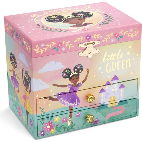 Jewelkeeper Ballerina Music Box & Little Girls Jewellery Set - 3 Ballerina Gifts for Girls - Little Queen Design 1