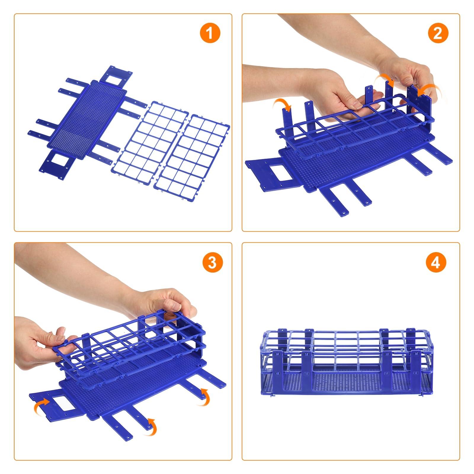 sourcing map PP Plastic Test Tube Rack Holder 40 Holes 3 Layers Lab Detachable Tube Holder White for 21mm Test Tubes, Pack of 3 3