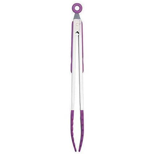 Colourworks CWSSTONGSPUR KitchenCraft Silicone Food Tongs with Soft Grip, 30 cm - Purple 0