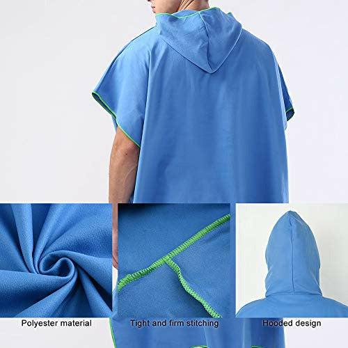 Wilxaw Changing Robe Towel, Hooded Poncho Beach Bath Pool Swimming Wetsuit Surf Adults Quick Dry Microfiber Towels Lightweight Unisex One Size Fit All for Holidays Travel Camping 2