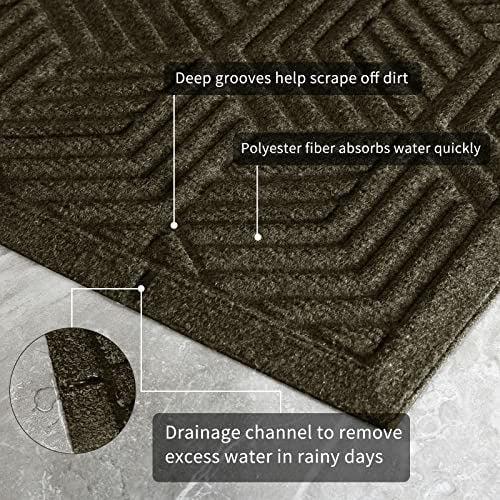 Yimobra Durable Indoor Door Mats, Easy Clean Entrance Floor Rug, Water Absorption Welcome Mat for Outdoor Front Door, Resist Dirt, Patio, Busy Areas, Heavy Duty, Non Slip, 75 x 43 cm, Beige Brown 1