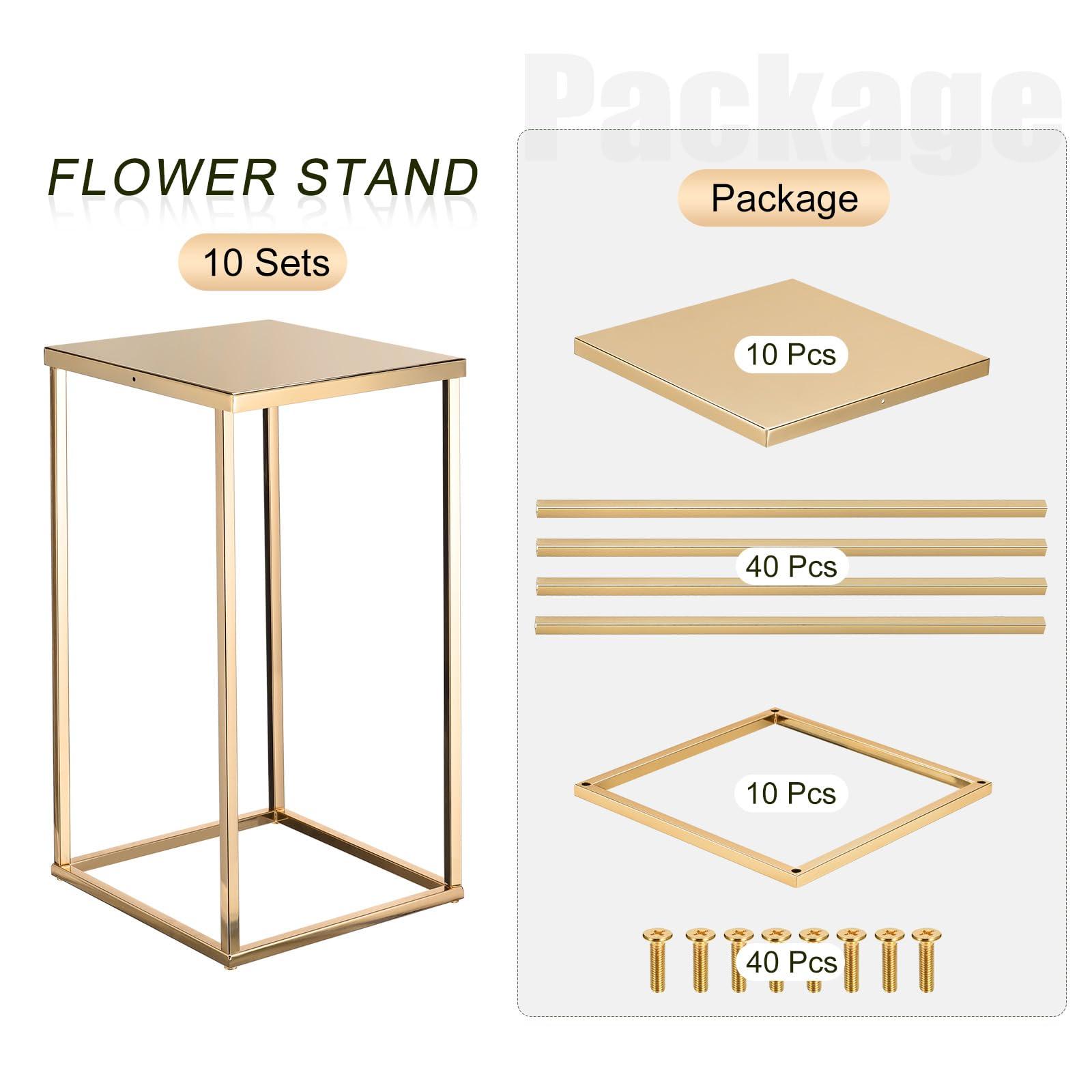 sourcing map Wedding Flower Stand Vase Column, Metal Flower Stand 15.7 Inch Tall Flower Rack for Wedding Party Dinner Centerpiece Decorations, Pack of 10 3