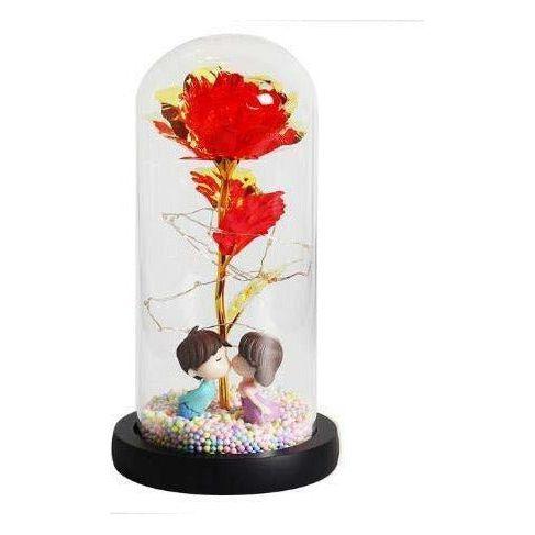 Ironhorse Unique Romantic Colorful Artificial Flower Gift Rose Light Decoration In Glass Dome Cover Home With LED Light ValentineS Day For Women Christmas Wedding Anniversary And Birthday ? 0