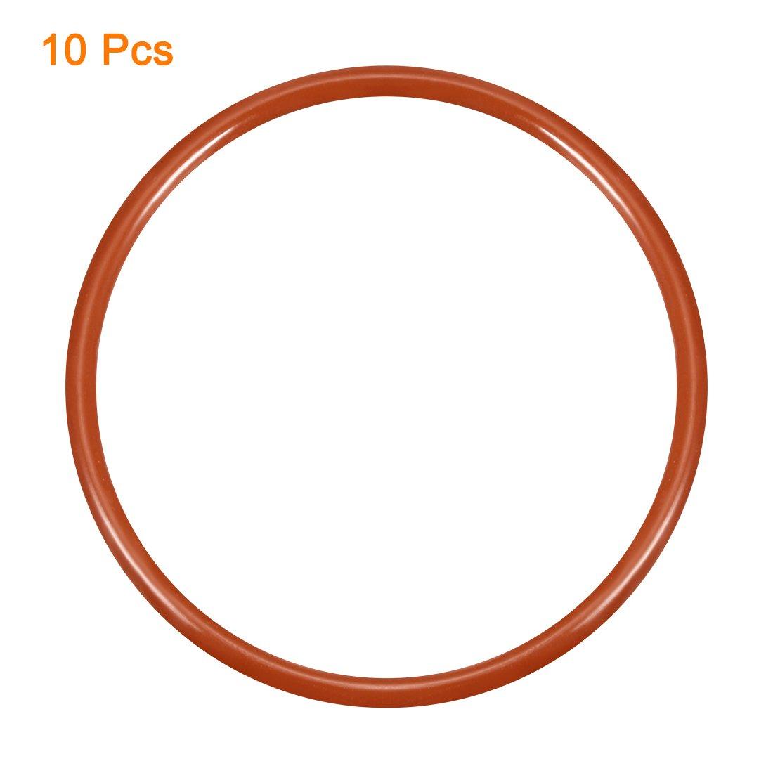 sourcingmap Silicone O-Ring, 42mm OD, 37.2mm ID, 2.4mm Width, VMQ Seal Rings Gasket, Red, Pack of 10 1