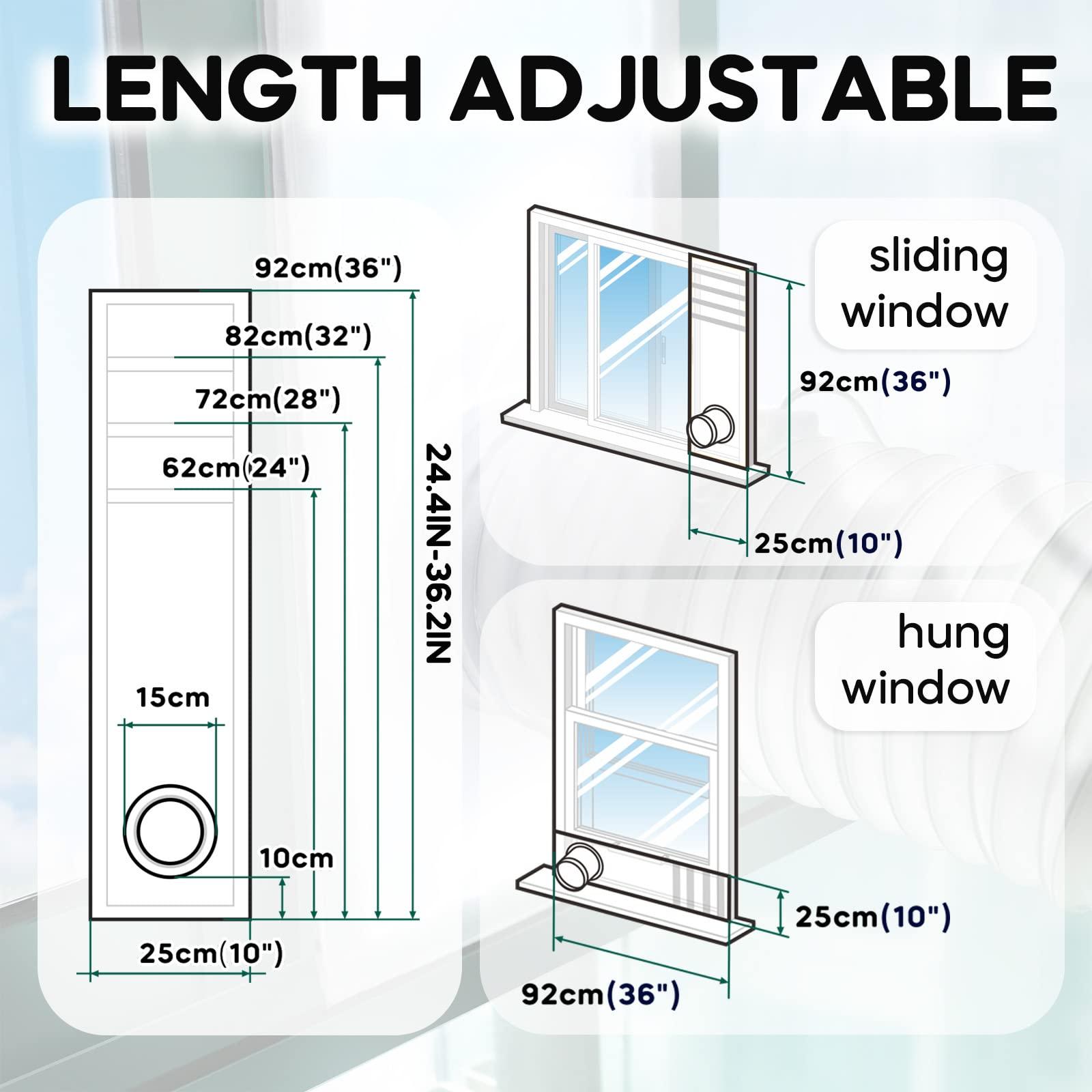 Loviga Air Conditioner Window Seal with fully Sealing Drawstring and Adhesive Fastener, Adjustable Window Seal Kit for Portable Air Conditioner and Tumble Dryer, No Drilling-25x62~92cm 2