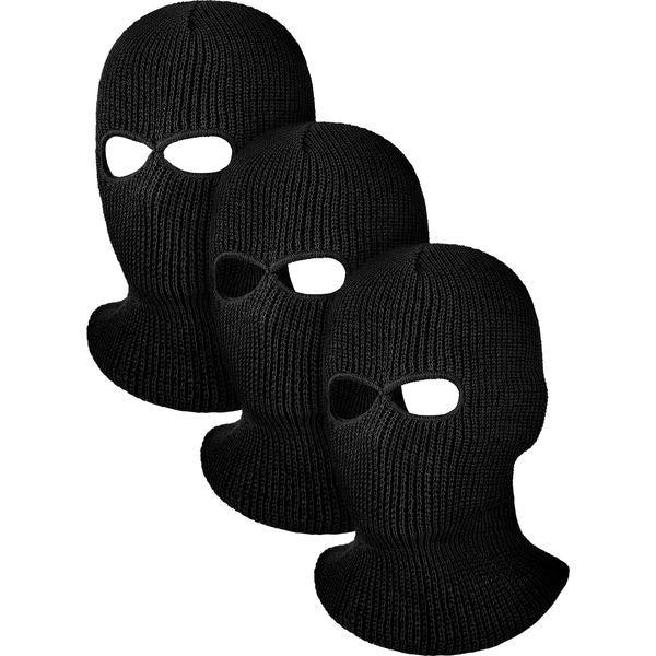 3 Pieces 2 Hole Full Face Cover Knit Ski Mask Balaclava for Men Women Winter Knitted Warm Face Mask for Outdoor Sports (White, Gray, Black)