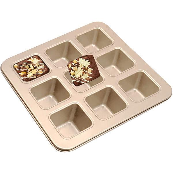 Bread Baking Trays Mini Square Petite Loaf Pan Brownie Cake Mold Blondie Baking Tin Muffin Pan Non-Stick Bite-Size Mold 9 Cavity For Chocolate Truffles Bread Muffin Loaf Brownie Cornbread Cheesecake 0