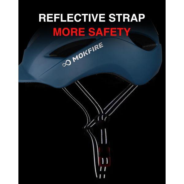 MOKFIRE Adult Bike Helmet with USB Charge Rear Safety Light & Reflective Strap for Unisex Men/Women, E Bicycle Helmets, Urban Commuter Cycle Biking Helmet, Adjustable Size (L: 57-61 CM, Purple) 3