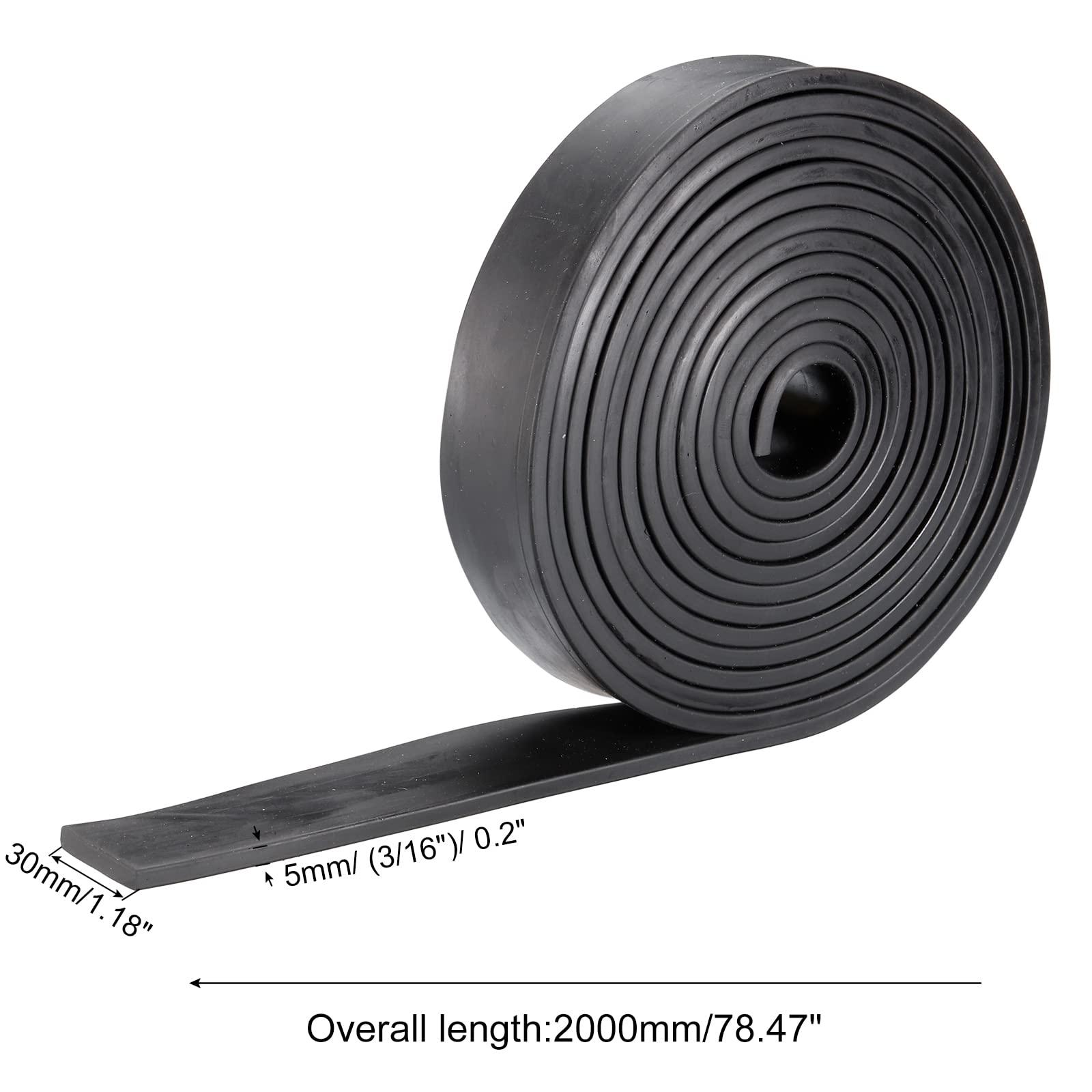 sourcing map Neoprene Rubber Sheet Rolls 5mm(T) x30mm(W) x2m(L), Solid Rubber Strips for DIY Gasket, Sealing Padding, Reduce Vibration Mat 1