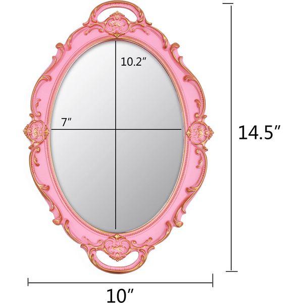 YCHMIR Vintage Mirror Small Wall Mirror Hanging Mirror 37 x 25.4 cm Oval Pink Pack of 2 3