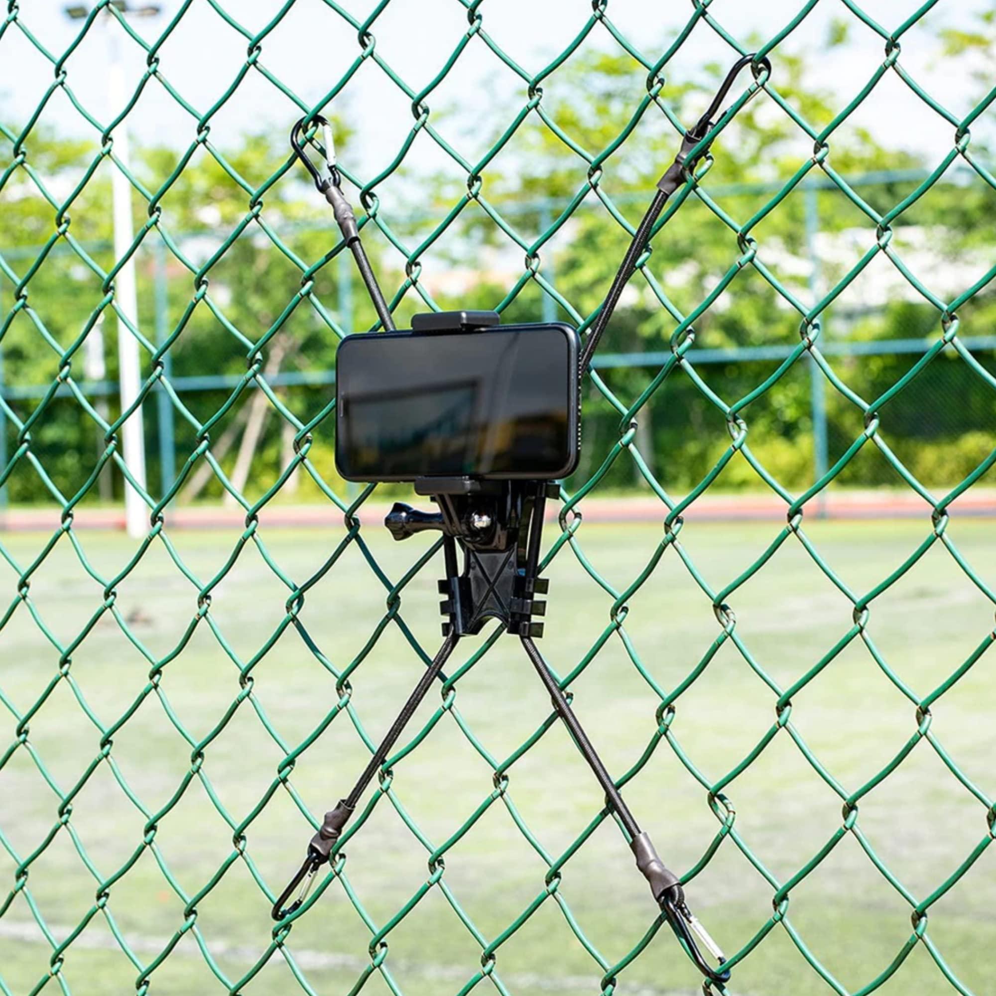 Fence Mount 3 in 1 Action Camera Chain Link Backstop Bracket Fence Mount for Waterproof Action Digital Camera Smartphone Fence Paddle Board Kayak Record Baseball Tennis Softball 4