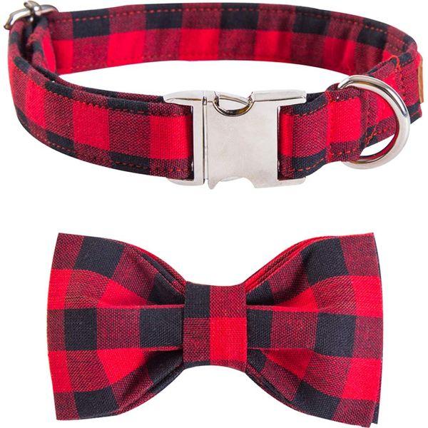 Lionet Paws Dog Collar with Bowtie, Autumn Bowtie for Dogs, Adjustable Comfortable Large Dog Collar Girl Boy, L, Neck 40-60cm 1