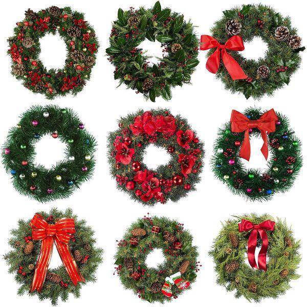 Sumind 6 Pieces Wire Wreath Frame Metal Wire Rings Dark Green Round Wreath Form Making Rings for Christmas Floral Home Party Decoration (12 Inch) 4